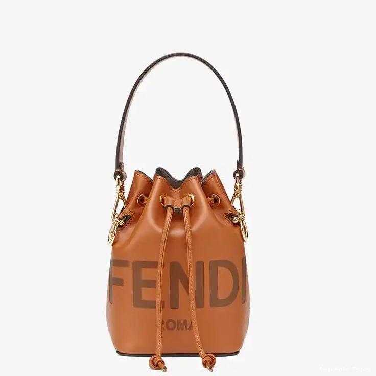 HOT Mini Tresor Bucket Calf In Brown Leather ROMA Mon Bag Fendi Logo 0506